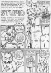 anthro computer dialogue duo electronics male masturbation nude penile penile_masturbation profanity shower solo stated_homosexuality stated_sexuality talking_penis text rayfkm canid canine canis domestic_dog fox mammal comic english_text hi_res monochrome