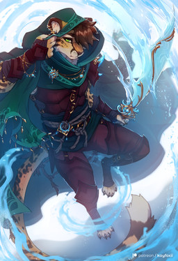 5_fingers anthro biped bottomwear claws clothed clothed_anthro clothed_male clothing ear_piercing feet finger_claws fingers front_view fully_clothed fully_clothed_anthro fully_clothed_male fur hair inner_ear_fluff looking_at_viewer male melee_weapon piercing solo spots sword tail toes topwear tuft weapon kayfoxii cheetah felid feline mammal 2026 digital_drawing_(artwork) digital_media_(artwork) hi_res