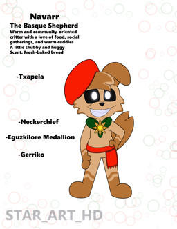 beret black_sclera brown_body brown_fur clothing collar floppy_ears fur hand_on_hip hat headgear headwear kerchief leg_markings markings medallion neckerchief neckwear smile smiling_at_viewer socks_(marking) text star_art_hd mob_entertainment poppy_playtime smiling_critters navarr_(character) canid canine canis domestic_dog mammal english_text hi_res