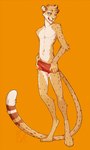 anthro clothing clothing_pull digitigrade licking licking_lips long_tail male simple_background slim solo tail teasing tongue tongue_out underwear underwear_pull waistband_pull koda-jd koda_jd spots_(spotthecat) cheetah felid feline mammal 2017 digital_media_(artwork)