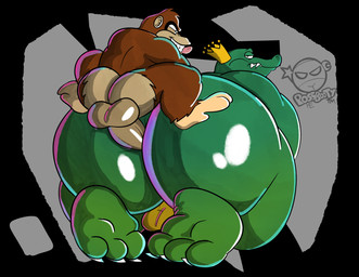 anal anal_penetration anthro balls big_balls big_butt big_penis brown_body brown_fur brown_hair butt crown crown_only duo from_behind_position fur genitals glistening glistening_butt green_body hair headgear headgear_only huge_butt huge_penis male male/male muscular muscular_male nude overweight overweight_male penetration penis perching_position sex size_difference small_dom_big_sub teeth tongue tongue_out tongue_through_teeth unimpressed possbooty donkey_kong_(series) donkey_kong_bananza nintendo donkey_kong_(character) king_k._rool ape crocodile crocodilian gorilla haplorhine humanoid kremling mammal primate reptile scalie absurd_res hi_res