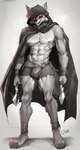 2023 abs absurd_res anthro bulge canid canine canis cape claws clothing death_(puss_in_boots) dreamworks fur glowing glowing_eyes hi_res hood_(clothing) male mammal muscular muscular_anthro muscular_male navel nipples obliques open_mouth pecs plantigrade puss_in_boots_(dreamworks) red_eyes serratus smile solo teeth viejillox white_body white_fur wolf
