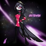 adolescent alternative_fashion anthro feathers female goth slim solo young lord_sarloc pukijr helluva_boss octavia_(helluva_boss) avian bird demon owl 1:1 hi_res