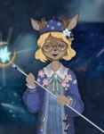 anthro anthrofied antlers brown_body brown_fur eyewear female fur gem glasses horn solo staff star finnqtqtqt identity_v helena_adams the_mind's_eye_(identity_v) deer mammal