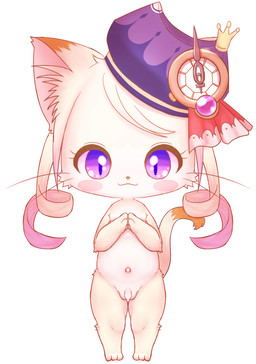 anthro balls belly blush blush_stickers clothing drill_curls femboy flaccid foreskin genitals hair hat hat_only headgear headgear_only headwear headwear_only looking_at_viewer male mostly_nude navel penis purple_eyes shota simple_background small_penis smile solo standing unretracted_foreskin whiskers white_background young young_anthro bunnag cat_busters chrona_(cat_busters) domestic_cat felid feline felis mammal digital_media_(artwork) hi_res shaded