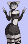 ahegao anthro bottomwear choker clothing eyewear femboy glasses jewelry legwear looking_pleasured male necklace shorts solo stockings thigh_highs mrazel fan_character absurd_res hi_res portrait three-quarter_portrait