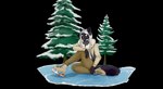 christmas_gift clothed clothing female forest holidays ice outside plant snow solo tree shiroichi_air christmas zebritkitt_(shiroichi_air) domestic_cat felid feline felis fenline mammal absurd_res alpha_channel hi_res sketch