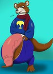 alythewolfcat anthro balls barely_contained barely_contained_penis big_balls big_bulge big_penis bulge clothed clothing eyewear genitals glasses hi_res huge_balls huge_bulge huge_penis hyper hyper_balls hyper_bulge hyper_genitalia hyper_penis male mammal mustelid otter penis short_stack small_but_hung solo wearing_glasses