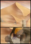 adornments anthro brown_body brown_scales desert female grey_eyes horn jewelry ruins sandstorm scales solo tail skyebold mythology ydra_(skyebold) dragon kobold mythological_creature mythological_scalie scalie hi_res