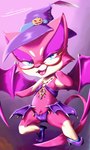 anthro female looking_at_viewer pink_body simple_background smile smiling_at_viewer solo succubus_costume wings zoruken nintendo pokemon lara_(mozu) generation_5_pokemon pokemon_(species) purrloin 3:5