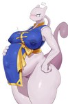 anthro belly big_belly big_breasts big_butt blush bodily_fluids breasts butt clothing female genital_fluids genitals hand_on_hip holowear_(pokemon) lactating lactating_through_clothing navel nipple_outline nipples pregnant pregnant_anthro pregnant_female pussy solo sweat tail thick_tail thick_thighs vaginal_fluids wet wet_clothing wide_hips im51nn5 nintendo pokemon pokemon_unite martial_arts_style_mewtwo generation_1_pokemon legendary_pokemon mewtwo pokemon_(species) 2023 absurd_res hi_res