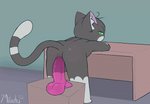 anal anal_masturbation anal_penetration anthro anthro_penetrated arms_bent balls bent_legs bent_over bent_over_desk bent_over_furniture bent_over_surface bouncing_balls bouncing_butt butt cat_tail desk dildo dildo_in_ass dildo_insertion fur furniture genitals green_eyes grey_body grey_fur male male_penetrated masturbation object_in_ass penetration pink_dildo sex_toy sex_toy_in_ass sex_toy_insertion solo straight_legs table milachu92 buttons_(milachu92) domestic_cat felid feline felis mammal 2d_animation animated frame_by_frame short_playtime watermark