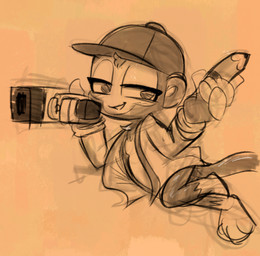 ambiguous_gender anthro baseball_cap chest_tuft clothing coat eyelashes gun hat headgear headwear holding_object lab_coat nail_gun_(bloons) pencil_(object) ranged_weapon slight_blush solo thick_eyelashes thin_calves thin_legs thin_thighs topwear tuft weapon soulcentinel bloons_tower_defense ninja_kiwi engineer_monkey_(bloons) haplorhine mammal monkey primate 2021