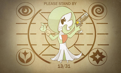 3_fingers aer9_laser_gun black_eyes brown_background chibi female fingers gesture green_hair gun hair hand_gesture laser_gun not_furry parody pip-boy ranged_weapon simple_background solo style_emulation text thumbs_up weapon lynofdeath fallout microsoft nintendo pokemon gardevoir generation_3_pokemon humanoid pokemon_(species) 2021 english_text monochrome sepia