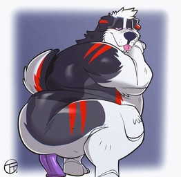 anal anal_penetration animated_gif anthro big_butt blep butt chin_tuft dildo dildo_in_ass dildo_insertion dildo_sitting facial_tuft floppy_ears fur grey_body grey_fur hair huge_butt male nude obese obese_anthro obese_male object_in_ass overweight overweight_anthro overweight_male penetration purple_sclera red_stripes sex_toy sex_toy_in_ass sex_toy_insertion solo striped_body striped_fur stripes thick_thighs tongue tongue_out tuft white_body white_fur white_hair wide_hips trashtoonz canid canine canis domestic_dog mammal animated hi_res short_playtime