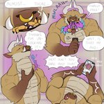 anthro anthro_pred anthro_prey avian_feet beak biped blue_body cellphone electronics faceid facial_piercing feathered_crest feathered_wings feathers green_eyes head_crest larger_pred male male_pred male_prey neck_bulge nose_piercing nose_ring oral_vore phone piercing pink_body regurgitation ring_piercing scarf size_difference smartphone tail tail_feathers text vore winged_arms wings fuzzyremi mythology gyro_feather avian bird dragon galliform mythological_creature mythological_scalie peafowl phasianid scalie 1:1 comic english_text hi_res