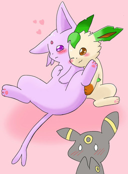 2014 3_toes :< <3 ambiguous_gender barefoot blush canine cute eeveelution espeon feral fur happy hug leaf leafeon long_ears looking_at_viewer mammal nintendo nude one_eye_closed pawpads paws pokémon sitting smile spread_legs spreading sum umbreon video_games
Rating: Safe
Score: 2
User: forkU
Date: April 06, 2014