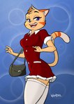 anthro breasts clothed clothing dress female legwear looking_at_viewer solo stockings drawing-4ever wendel_fragoso hayop_ka! netflix nimfa_dimaano domestic_cat felid feline felis mammal 2021 digital_media_(artwork)