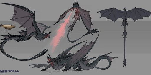 4_horns 5_toes aircraft airship ambiguous_feral ambiguous_gender ambiguous_human bent_legs black_body black_claws black_horn black_scales black_spines black_tail breath_powers claws directional_arrow duo elemental_manipulation extreme_size_difference eyeless feet feral fire fire_breathing fire_manipulation flying grey_background gums high-angle_view horn larger_ambiguous larger_feral long_tail membrane_(anatomy) membranous_wings multi_horn open_mouth red_gums red_wings scales sharp_teeth simple_background size_difference smaller_ambiguous smaller_human solo standing tail teeth text toe_claws toes torn_wing vehicle wing_claws wings cristina_lavina_ferez european_mythology highguard_(game) mythology corrupted_dragon_(highguard) dragon human mammal mythological_creature mythological_scalie scalie western_dragon wyvern 2026 absurd_res colored concept_art digital_drawing_(artwork) digital_media_(artwork) english_description english_text hi_res multiple_images official_art