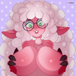 anthro breast_play breast_squish breasts duo eyewear female glasses heart_eyes heart_symbol male male/female offscreen_male sex solo squish teeth titfuck lindablood bovid caprine mammal sheep 1:1 2d_animation animated