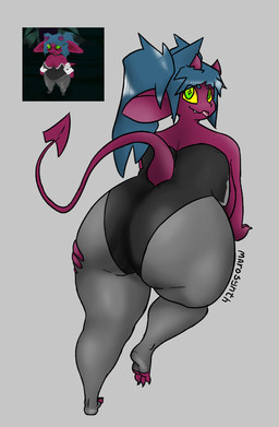 3_toes big_breasts big_butt big_hands blue_hair breasts butt clothed clothing feet female hair horn huge_butt leotard looking_at_viewer red_body red_skin simple_background smile solo tail thick_thighs toes wide_hips marosynth atlyss demon humanoid imp imp_(atlyss) mammal 2024 colored digital_drawing_(artwork) digital_media_(artwork) hi_res signature