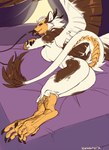2016 accipitrid accipitriform anthro asian_mythology avian beak bed biped bird black_horn breasts brown_body brown_feathers brown_scales butt crossed_arms dragon east_asian_mythology eastern_dragon egyptian_vulture eva_(ozawk) feathered_dragon feathered_wings feathers female furniture hair half-closed_eyes hi_res horn hybrid lying mythological_creature mythological_scalie mythology narrowed_eyes non-mammal_breasts nude old_world_vulture open_mouth raised_tail red_eyes scales scalie side_boob solo tail teeth toothed_beak vulture white_body white_feathers white_hair wings zummeng