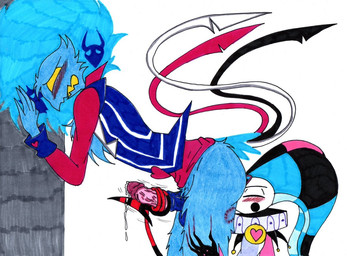 anal bite_mark blue_body blue_clothing clothing duo empty_eyes eyes_closed genitals hand_on_leg hand_on_thigh male male/male oral penis red_clothing rimming sex simple_background tail tail_around_penis tail_fetish tail_play tail_sex tailjob white_background yellow_eyes skeleslay hellaverse helluva_boss asmodeus_(helluva_boss) fizzarolli_(helluva_boss) demon humanoid imp 2023 traditional_media_(artwork)