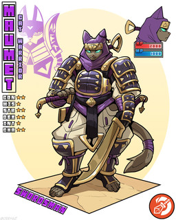 5_fingers 5_toes accessory ambiguous_gender anthro armor black_body black_fur blue_sclera bottomwear claws clothed clothing feet finger_claws fingerless_gloves fingers footwear forehead_protector fur gameplay_mechanics gloves greaves gui handwear headband health_bar holding_melee_weapon holding_object holding_sword holding_weapon hood japanese_armor kote mana_bar melee_weapon oversized_bottomwear oversized_clothing oversized_pants pants samurai_armor simple_background sode solo standing stats sword tail tail_wraps teal_sclera text toe_claws toeless_footwear toes vambrace weapon wraps yarn ceehaz dog_knight_rpg domestic_cat felid feline felis mammal 2026 4:5 absurd_res english_text hi_res