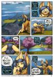 2016 angry anthro black_hair blue_eyes breasts canid canine cherry_blossom cherry_tree clothed clothing cloud comic confusion detailed_background dialogue digital_media_(artwork) dipstick_tail duo english_text feet female fenavi_montaro fennec_fox feretta fingerless_(marking) flower fox fruit_tree fur grass hair herm_(lore) hi_res high_place humming lake mammal markings misunderstanding mountain offscreen_character outside plant relaxing robe rock scenery shrub singing sky smile solo_focus speech_bubble startled tail tail_markings tale_of_tails text toeless_(marking) tree true_fox url water yellow_body yellow_fur