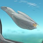 aircraft airplane ambiguous_gender beak cloud cockpit feral flying folded_wings forest grey_body jet looking_at_viewer open_mouth plant sky solo tree unusual_anatomy vehicle what wings zw3 alien avian hi_res