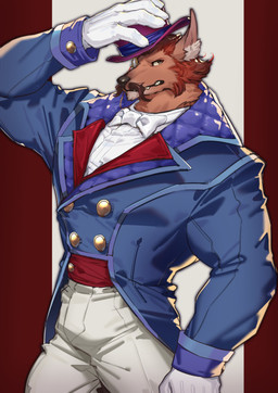 anthro black_nose bottomwear bow_tie clothing eyewear gloves hair handwear hat headgear headwear humanoid_hands male monocle pants red_hair top_hat white_bottomwear white_clothing white_gloves white_handwear white_pants fuguri league_of_legends riot_games tencent nasus_(lol) canid canine canis jackal mammal 2022 absurd_res hi_res