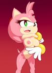 accessory anthro areola big_hands big_head bracelet breasts clothing eyelashes female genitals gloves green_eyes hair_accessory hairband handwear jewelry mostly_nude nipples open_mouth pattern_background pussy red_background simple_background solo teeth supersegasonicss sega sonic_the_hedgehog_(series) amy_rose eulipotyphlan hedgehog mammal 2019 absurd_res hi_res portrait three-quarter_portrait