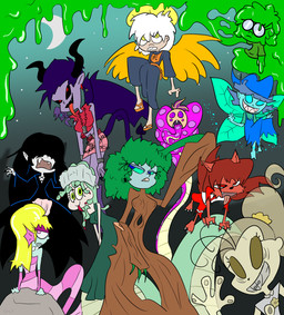 4_fingers after_transformation black_claws black_sclera blue_clothing blue_eyes blue_hat blue_headwear blue_sclera claws clothing crescent_moon eyewear fangs female fingers footwear fur glasses green_body green_eyes green_hair green_scales group hair hat headgear headwear holidays jewelry living_hair long_hair looking_at_viewer looking_back looking_back_at_viewer male mermaid_tail mermaidification moon necklace night no_pupils open_mouth orange_clothing orange_footwear orange_sandals orange_wings pink_eyes plant plant_hair ponytail pseudo_hair purple_eyes purple_hair rear_view red_body red_eyes red_fur sandals scales sharp_teeth shoes simple_background snake_hair spade_tail species_transformation split_form tail teeth tongue tongue_out transformation wings cyanoray european_mythology greek_mythology halloween mythology nickelodeon the_loud_house lana_loud leni_loud lily_loud lincoln_loud lisa_loud lola_loud lori_loud luan_loud lucy_loud luna_loud lynn_loud angel angel_humanoid arachnid arthropod canid canine dryad fairy ghost goo_creature goo_humanoid gorgon great_old_one_(h.p._lovecraft) humanoid mammal marine merfolk mythological_canine mythological_creature reptile scalie snake spider spirit succubus vampire werecanid werecanine werecreature werewolf 2020 digital_drawing_(artwork) digital_media_(artwork) hi_res brother_(lore) brother_and_sister_(lore) sibling_(lore) sister_(lore) sisters_(lore)