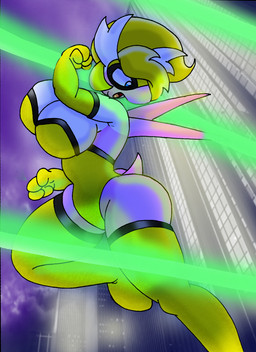 anthro big_breasts blonde_hair breasts female hair huge_breasts patrol superhero superhero_costume tail thick_thighs wings redmagejacob nintendo pokemon serina generation_3_pokemon latios legendary_pokemon pokemon_(species) hi_res