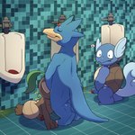 1:1 absurd_res argon_vile bathroom being_watched blush bodily_fluids drinking drinking_urine foreskin generation_1_pokemon generation_3_pokemon genital_fluids genitals golduck heart_symbol hi_res inside kneeling looking_at_another male male/male nintendo nuzleaf peeing_on_ground penis piss_whore pokemon pokemon_(species) public public_restroom shocked_expression urinal urine urine_in_mouth urine_on_ground voyeur wartortle watersports wide_eyed