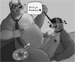 absurd_res anthro bear belly bodily_fluids border brown_bear cum cum_inside duo english_text extracurricular_activities fan_character genital_fluids grizzly_bear harold_grifter hi_res impregnation jayjay_(artist) leash leash_pull male male/male mammal pancho pregnant pregnant_male text ursine white_border