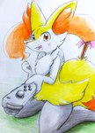 ambiguous_gender anthro blush braixen canid canine controller eiroru english_text fur game_controller generation_6_pokemon hi_res inner_ear_fluff joycon_controller looking_at_viewer mammal nintendo nintendo_controller nintendo_switch orange_eyes pokemon pokemon_(species) simple_background solo text tuft white_body white_fur yellow_body yellow_fur