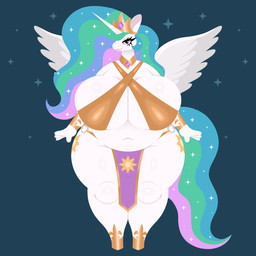 anthro big_breasts bottomwear breasts clothed clothing female horn huge_breasts loincloth skimpy solo sparkles sun_symbol wings naycelium friendship_is_magic hasbro my_little_pony mythology princess_celestia_(mlp) equid equine horse mammal mythological_creature mythological_equine winged_unicorn 1:1 2026 hi_res