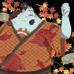 black_background jinbei_(clothing) male maple_leaf membrane_(anatomy) musclegut muscular not_furry overweight overweight_humanoid overweight_male simple_background solo standing tattoo tusks webbed_hands chidzu chizu one_piece jinbe fish fish-men_(one_piece) humanoid marine 1:1 hi_res