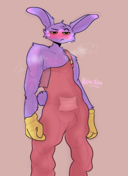 annoyed anthro blush bodily_fluids bulge fluffy fluffy_tail flustered male musk nipples overalls_down pecs purple_body solo standing sweat sweatdrop tail toned_body m0chibunz glitch_productions the_amazing_digital_circus jax_(tadc) lagomorph leporid mammal rabbit digital_media_(artwork) low_res sketchbook_(artwork)