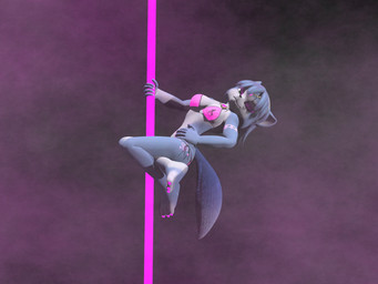 anthro barefoot bikini biped black_nose blue_body blue_fur blue_hair breasts claws cleavage clothed clothing dancing eyeshadow feet female fluffy fluffy_tail fog forehead_gem fur gem hair hand_on_hip humanoid_hands jewelry looking_at_viewer makeup markings mascara multicolored_body multicolored_fur one_eye_closed pink_claws pole pole_dancing pose short_hair simple_background slim smile solo stripper stripper_pole swimwear tail tribal tribal_markings two-piece_swimsuit white_body white_fur wink demarticusstone charleyfox_(modeler) nintendo star_fox krystal_(charleyfox) krystal_(star_fox) canid canine fox mammal 3d_(artwork) 4:3 digital_media_(artwork)