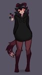 anthro black_clothing black_hoodie black_topwear blush blush_lines brown_body brown_fur clothed clothed_anthro clothing dipstick_tail female fur grey_background grey_hair hair hoodie looking_away markings multicolored_body multicolored_fur orange_eyes simple_background solo standing tail tail_markings topwear mewgle solvi_(mewgle) mammal mustelid musteline stoat true_musteline weasel 2024 hi_res nonbinary_(lore)