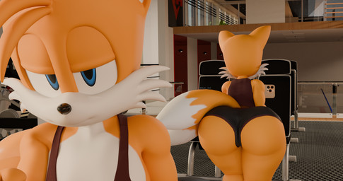 athletic_wear big_butt bottomwear bubble_butt butt clothing femboy fur gym gym_bottomwear gym_shorts looking_at_viewer male multicolored_body multicolored_fur selfie shorts smile solo tail thick_thighs two_tone_body two_tone_fur wide_hips adri164 sega sonic_the_hedgehog_(series) miles_prower canid canine fox mammal red_fox true_fox 256:135 3d_(artwork) 4k absurd_res digital_media_(artwork) hi_res