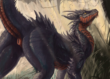 butt butt_focus female feral genitals horn looking_at_viewer looking_back low-angle_view nude presenting presenting_hindquarters presenting_vulva rear_view sharp_teeth smile solo spikes standing tail teeth vulva flamespitter mythology dragon mythological_creature mythological_scalie reptile scalie 2016