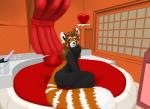 anthro black_body black_fur bottle brown_body brown_eyes brown_fur brown_hair bucket butt container cup drinking_glass escort femboy fur glass glass_container glass_cup hair heart_symbol inside looking_aside looking_at_viewer male neck_tuft nude orange_body orange_fur pillow side_view smile solo stripes tuft whiskers white_body white_fur wine_glass greyfox_(artist) ailurid mammal red_panda leon_(disambiguation)