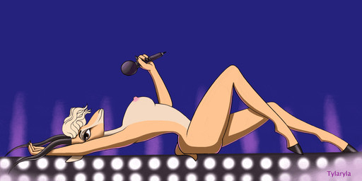 anthro breasts electronics female hooves horn lying microphone nipples nude on_back pose solo stage stage_lights tylaryla disney zootopia gazelle_(zootopia) antelope bovid gazelle mammal 2:1 animated
