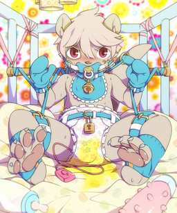 ageplay angry anthro baby_bottle bdsm bib blush bodily_fluids bondage bondage_gear bondage_gloves bound clothed clothing collar crib diaper dildo fully_bound gag genital_fluids handwear infantilism lock locked_diaper looking_at_viewer male pacifier pacifier_gag padlock pawpads paws roleplay sex_toy solo spreading sweat unclean_diaper urine used_diaper vibrator watersports wearing_diaper wet_diaper wetting oouyuki_benten mammal mustelid otter 5:6