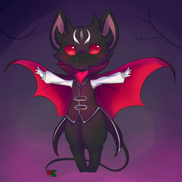 anthro blush clothing fangs fur male male_anthro markings red_eyes simple_background solo spread_wings standing suit teeth wings young young_anthro young_male lotte_cherman lotte_(lotte_cherman) mammal mouse murid murine rodent vampire 1:1 2020