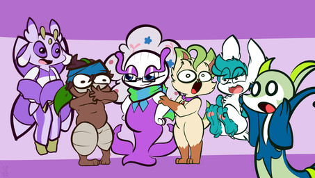accessory alternate_color anthro artist clothing crowd excited eyewear female glasses group headband male scarf simple_background supah_hot_fire 1upgobbo nintendo pokemon florgack eeveelution florges generation_3_pokemon generation_4_pokemon generation_5_pokemon generation_6_pokemon generation_7_pokemon leafeon legendary_pokemon lurantis nuzleaf pokemon_(species) serperior shaymin shiny_pokemon sky_forme_shaymin white_flower_florges digital_media_(artwork) meme