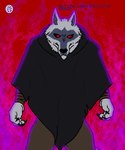 anthro bottomwear claws cloak clothing looking_at_viewer male pants red_eyes solo opstah dreamworks puss_in_boots_(franchise) death_(puss_in_boots) canid canine canis mammal wolf 5:6 absurd_res hi_res